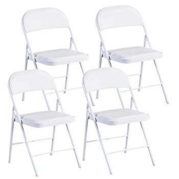 SKONYON 4 Pack Folding Chairs Portable Padded Metal Frame for Home Office Kitchen Dining Chairs White