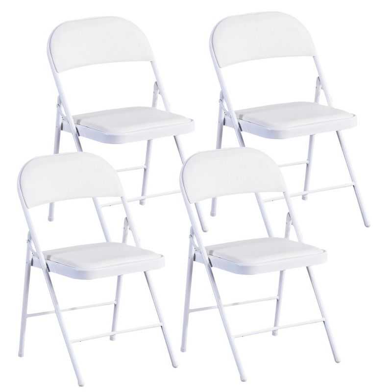 SKONYON 4 Pack Folding Chairs Portable Padded Metal Frame for Home Office Kitchen Dining Chairs White, 1 of 10