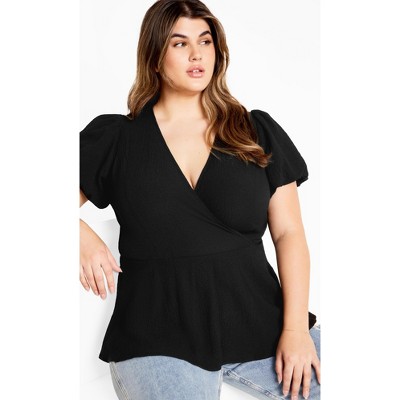Women's Plus Size Christa Top - black | CITY CHIC
