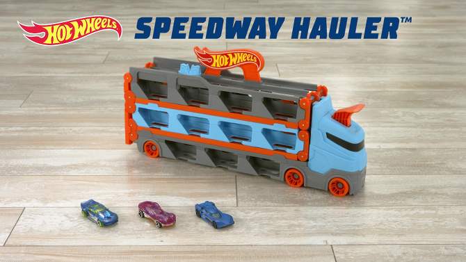Hot Wheels Speedway Hauler Storage Carrier, 2 of 8, play video