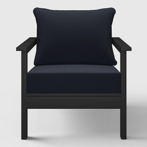WestinTrends Avalon Black Outdoor Modern HDPE Patio Club Chair with Deep Seat Cushions - 1 of 4