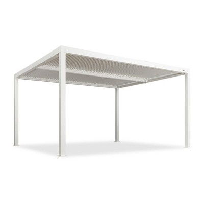 PURPLE LEAF Outdoor Louvered Pergola Aluminum Gazebo Modern White Patio Metal Pergola with Adjustable Rainproof Hardtop for Garden Lawns Yard