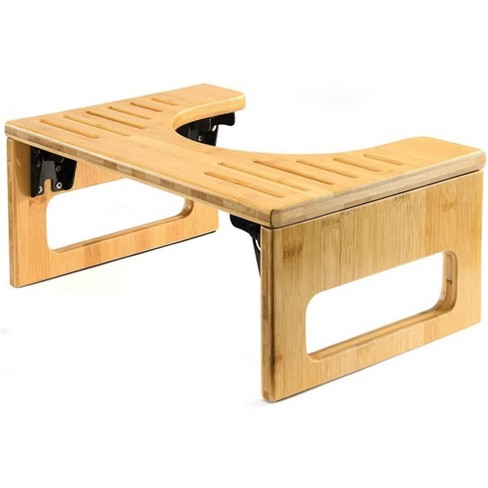 Children's Footrest, Natural Bamboo Height Adjustable Foot Stool