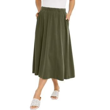 Jessica London Women’s Plus Size Flowing Crinkled Maxi Skirt, 32 - Dark ...