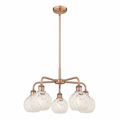 White Mouchette - 5 Light Stem Hung Chandelier In Modern Style-13.5 Inches Tall and 24 Inches Wide