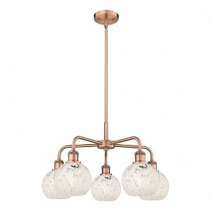 White Mouchette - 5 Light Stem Hung Chandelier In Modern Style-13.5 Inches Tall and 24 Inches Wide - 1 of 1