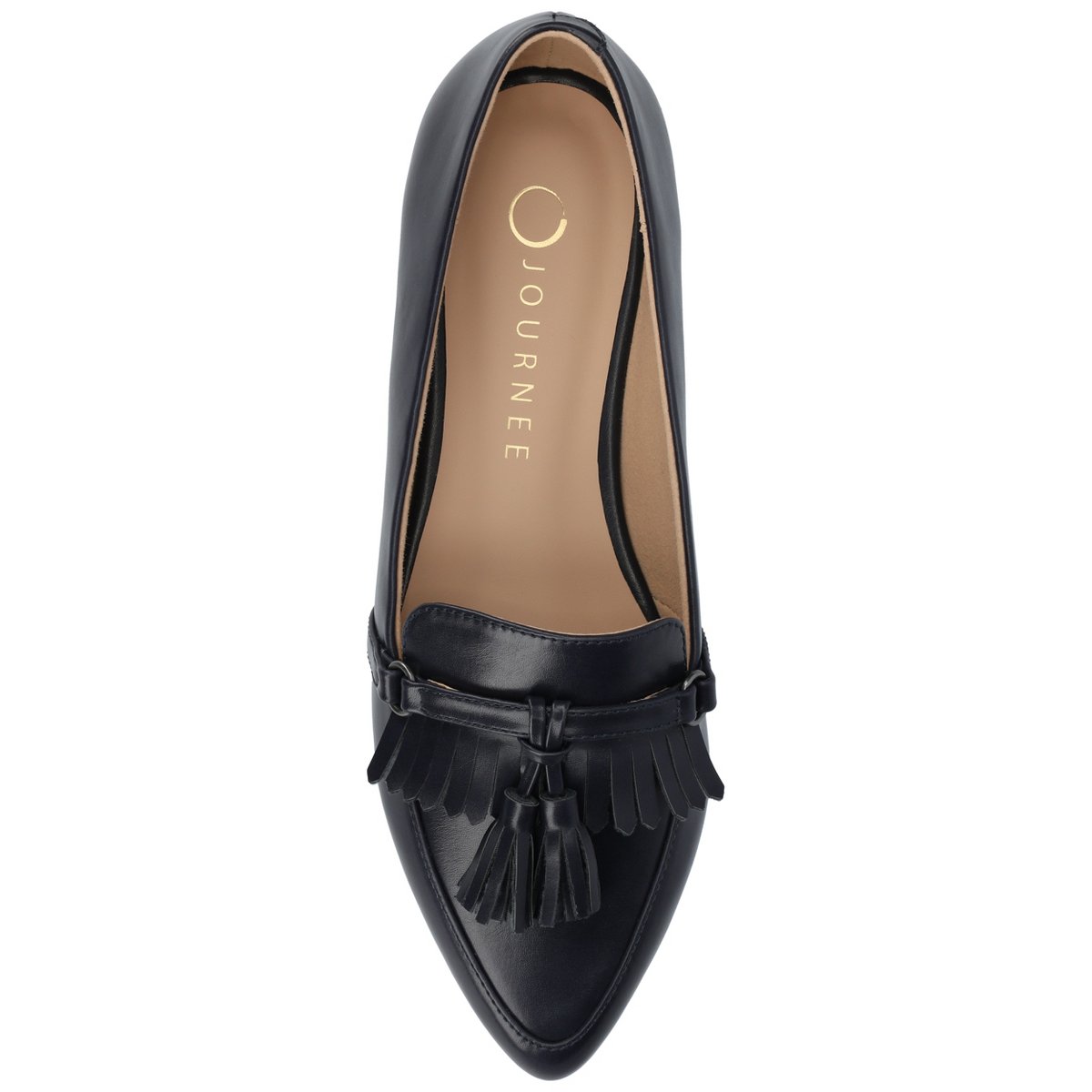 Женские туфли Journee Collection Journee Women's Jannah Medium and Wide Width Tassel Loafer Flats, Navy 7 — фото 4