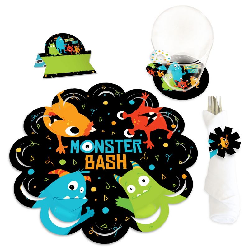 Big Dot of Happiness Monster Bash - Birthday Party or Baby Shower Paper Charger and Table Decorations - Chargerific Kit - Place Setting for 8, 1 of 9