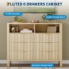 Fluted 6 Drawer Dresser for Bedroom,47.2" Wide Wooden Chest of Drawers with 2 Open Shelves,Fluted Dresser with Ample Storage,Storage Organizer - 3 of 4