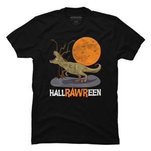 Men's Design By Humans Halloween T Rex Hallrawreen Dinosaur Jurassic By RainforestRoom T-Shirt - 1 of 4