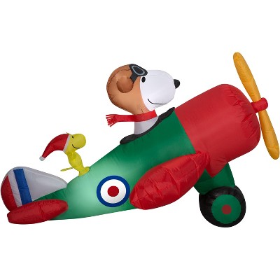 Peanuts Christmas Airblown Inflatable Snoopy in Airplane Scene Peanuts, 2.5 ft Tall, Multicolored