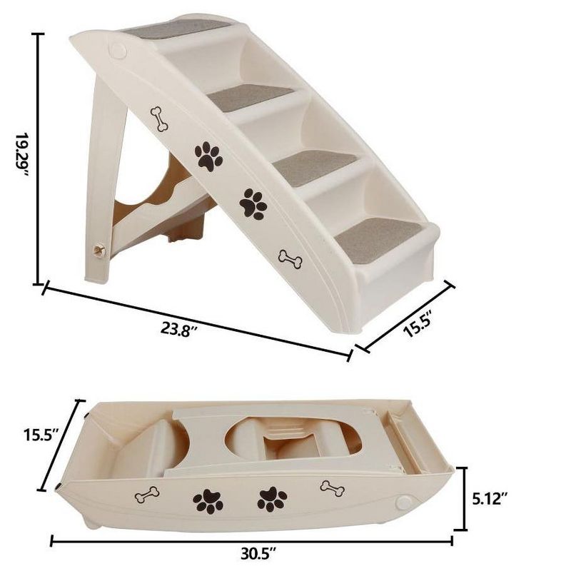 Folding Pet Dog Stairs Steps for high Bed Indoor Outdoor, with Siderails, Non-Slip Pads Foldable Plastic, Support up to 150 lbs, 5 of 7