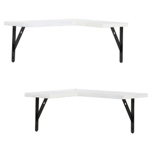 Unique Bargains Bathroom Bedroom Kitchen Wall Mounted Wood Floating Shelves 15.7" x 11.4" 2 Pcs - 1 of 4