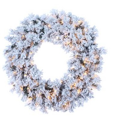 Allstate 30" Prelit Flocked Chestnut Jubilee Artificial Christmas Wreath - Clear Lights