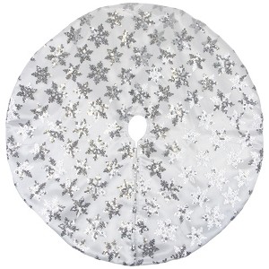 Northlight Sequin Snowflake Mini Christmas Tree Skirt - Silver - 20" - 1 of 4