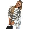 Amaryllis Women’s Striped Drop Shoulder Long Sleeve Crewneck Pullover Relaxed Fit Casual - 2 of 4