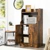Costway Storage Cabinet Bookcase w/2 Doors and Open Shelves Display Shelf Rustic Brown - 4 of 4