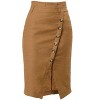 Allegra K Women's Vintage Button Decor Belted Split Front Knee Length Pencil Skirt - 3 of 4