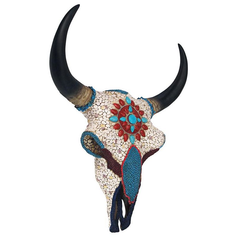 Design Toscano Mystic Plains Warrior Faux Gem Encrusted Cow Skull Wall Sculpture, 3 of 8
