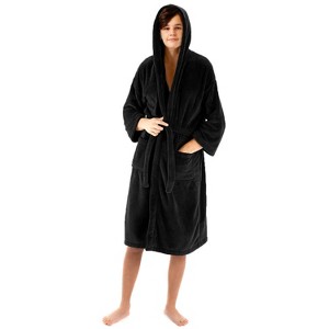 BC BARE COTTON Boys Hooded Robe Microfiber Plush Fleece Bathrobe - 1 of 4