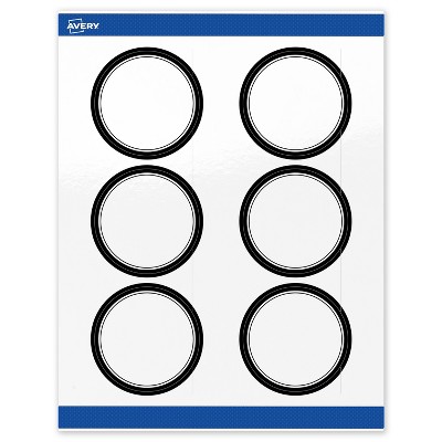 Avery Printable Round Labels, Double Black Border, 3" Diameter, Glossy White Round Labels, Permanent, Laser/Inkjet, 60ct, Great for Product Labels
