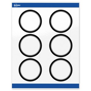 Avery Printable Round Labels, Double Black Border, 3" Diameter, Glossy White Round Labels, Permanent, Laser/Inkjet, 60ct, Great for Product Labels - 1 of 4