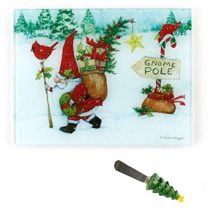 The Lakeside Collection Christmas Gnome Charcuterie Board with Cheese Knife Set - 1 of 2