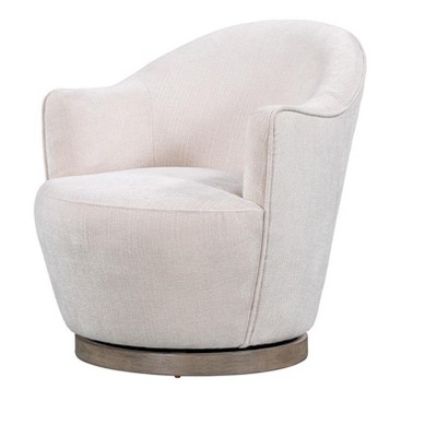 HomeRoots 27" Off White Fabric Swivel Barrel Chair