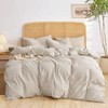 Striped Cotton Duvet Cover Set, 100 Washed Cotton Textured Percale Bedding, Ticking Stripe Farmhouse, 3 Pieces, Tan, King Size - 4 of 4