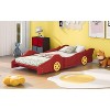 Okak Twin/Full Platform Bed Frame with Wheels & Race Car-Shaped Bedroom Furniture with Rails for Kids Noise-Free Bed Strong Wood Slats Easy Assembly - 3 of 4