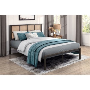 Queen Size Metal Platform Bed with Headboard for Bedroom - 1 of 4