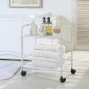 2-Tier Metal Rolling Utility Cart – Mobile Storage Shelf with Caster Wheels – Small Space Organizer - 4 of 4