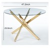 Homy Casa Round Glass Dining Table with Gold Metal Cross Base for Kitchen or Dining Room - 3 of 4