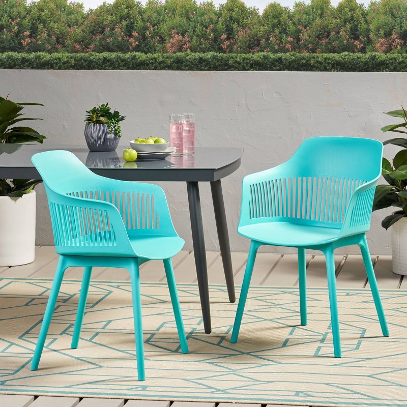 Dahlia 2pk Resin Modern Dining Chair - Teal - Christopher Knight Home, 3 of 10