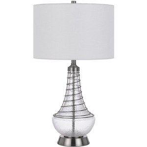 Cal Lighting BO-3130TB 150W 3 Way Baraboo Glass Table Lamp with Wire Guard Design and Drum Fabric Shade - 1 of 4