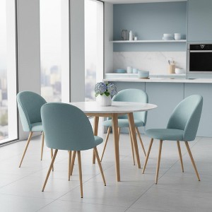 Homy Casa Modern Fabric Dining Chairs with Curved Back & Wood-Grain Metal Legs, Set of 4 - 1 of 4