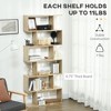 75.5"H Bookcase 6 Shelf S-Shaped Bookshelf Wooden Storage Display Stand Shelf Organizer Free Standing Oak - 3 of 4