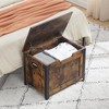 Whizmax Storage Chest, Wooden Storage Bench, Entryway Shoes Bench with 2 Safety Hinges, Retro Storage Trunk for Living Room, Bedroom, Brown - 4 of 4