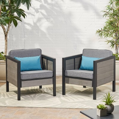 Jax Set of 2 Faux Wood Club Chairs - Gray/Black - Christopher Knight Home