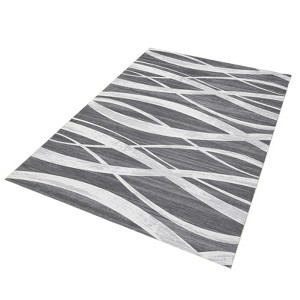 Faux Wool Modern Stripe Pattern Printed Area Rug with Ultra Low Pile, Machine Washable, Stain Resistant, Pet-Friendly, Non-Shedding, Bordered Edges - 1 of 4