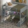 TIRAMISUBEST Full Size Loft Bed with L-shaped Desk, LED light and USB Charging Station, Wooden Loft Bedframe with Storage Bench with 2 Drawers - 4 of 4