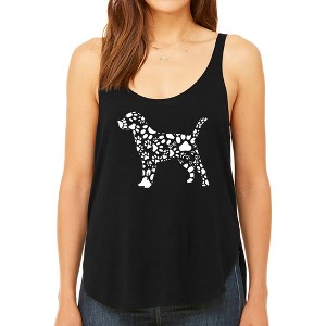 LA Pop Art Women's Premium Word Art Flowy Tank Top - Dog Paw Prints - 1 of 4