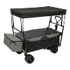 CAVINAS Collapsible Foldable Extended Wagon Cart with Canopy, All-Terrain Shopping Cart with Side Pocket and Brakes, Heavy-Duty Wagon - 2 of 4