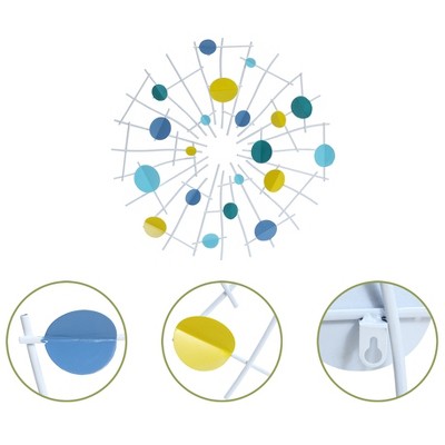 Modern Multi-Color Discs and White Metal Abstract Wall Sculpture