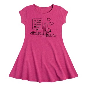 Girls' - Peanuts - No Dogs Allowed Fit & Flair Cap Sleeve Dress - 1 of 3