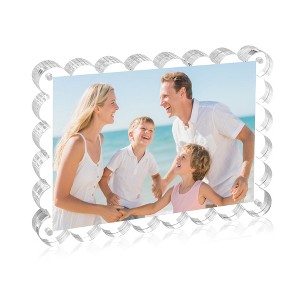 BP4U Acrylic Double-Sided Magnetic Picture Frame, Clear Frameless Freestanding Photo Frame for Home/Office Tabletop Display - 1 of 4