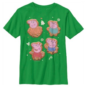 Boy's Peppa Pig Christmas Gingerbread Cookie Family T-Shirt - 1 of 4