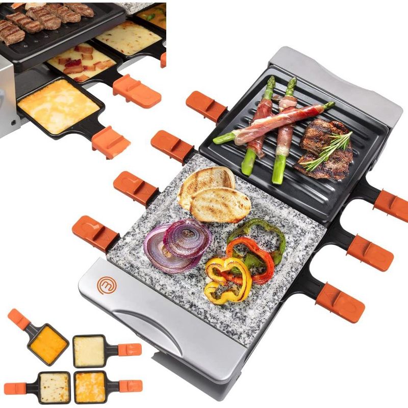 MasterChef Dual Cheese Raclette Table Grill w Non-stick Grilling Plate and Cooking Stone- Deluxe 8 Person Electric Tabletop Cook, 1 of 4