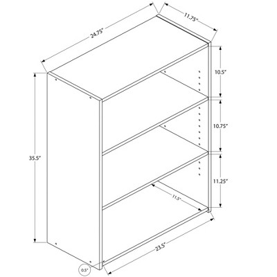 Cherry Laminate Adjustable 3-Shelf Bookcase 36"H