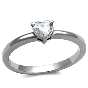 Slickblue Women's Polished Stainless Steel Ring with 5mm Clear CZ, Solitaire Design, Size 5-10 - 1 of 4